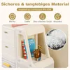 Close-up of a children's storage unit with books and decorative items, with a section showing plastic pellets. Náhľad obrázku produktu