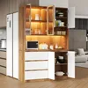Merax : armoire de cuisine avec vitrine, éclairage LED, 3 Voir les images du produit 3