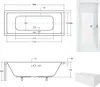 Technical drawings and a photograph of a bathtub. Produktbild-Vorschau