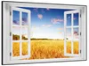 Wallario Wandbild mit Fenster-Illusion: Weizenfeld unter Produktbild-Vorschau 2