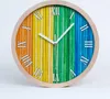 Holzuhr 30fi cm wanduhr - weiße Spitzen - bunte Streifen Produktbild-Vorschau 1
