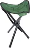 A green and black folding tripod stool is shown against a white background. Produktbild-Vorschau
