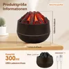 A volcano-shaped aroma diffuser with a flame effect, shown on a wooden surface next to a cactus. Produktbild-Vorschau