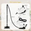 A steam cleaner is shown with dimensions and a coiled power cord. Voir les images du produit