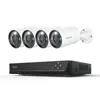 A security camera system with four cameras and a central recording unit. Produktbild-Vorschau