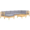 8-tlg. Garten-Lounge-Set mit Grauen Kissen Kiefer Produktbild-Vorschau 3