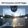 A security camera with its field of view illustrated over a suburban street scene. Produktbild-Vorschau