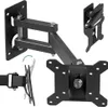 A black TV wall mount is shown against a white background, with multiple views and close-ups of its components. Podgląd zdjęcia produktu