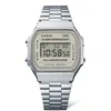 A silver Casio digital watch with a metal band is shown against a white background. Voir les images du produit