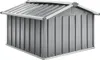 A gray metal shed for storing a lawnmower. Náhľad obrázku produktu