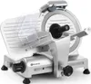 A silver meat slicer with a black handle and knob, shown on a white background. Náhľad obrázku produktu