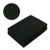 A folded black fitted sheet is shown with a close-up inset of the fabric texture. Produktbild-Vorschau