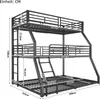 A diagram of a triple bunk bed with dimensions labeled in centimeters. Podgląd zdjęcia produktu