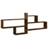 A wooden wall shelf with multiple compartments, presented against a white background. Anteprima dell’immagine prodotto