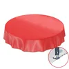 Tischdecke Wachstuch PVC abwaschbar Einfarbig Rot Rund Produktbild-Vorschau 2