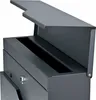 A close-up view of a gray metal mailbox with its lid open, revealing the mail slot. Produktbild-Vorschau