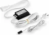 A product shot of an electronic sensor with cables and a plug. Produktbild-Vorschau