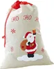 Weihnachts-Jute-Geschenkbeutel mit Kordelzug – bestickter Produktbild-Vorschau 1