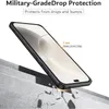 A black phone case is shown on a surface that appears to be breaking apart, illustrating drop protection. Náhled obrázku produktu