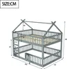 A diagram of a gray bunk bed with dimensions labeled. Produktbild-Vorschau