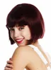 WIG ME UP Perücke Echthaar kurz Bob glatt Pony Bordeaux Rot Produktbild-Vorschau 3