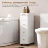 Badezimmerschrank mit Rollen, 3 Schubladen, 5 Ablagen, Weiß Produktbild-Vorschau 7