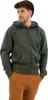 A man wearing a dark green zip-up hoodie and brown sweatpants, posing against a white background. Produktbild-Vorschau