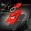 An exploded view of a red phone case with its components labeled. Produktbild-Vorschau