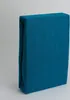 A folded teal fitted sheet is shown against a light gray background. Produktbild-Vorschau