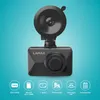 A dashcam with its features highlighted by icons and text against a blue background. Produktbild-Vorschau