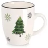 Becher aus Steingut mit grün-weißem Weihnachtsbaum-Motiv, Produktbild-Vorschau 2