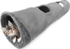 A kitten is peeking out of a gray cat tunnel. Produktbild-Vorschau
