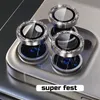 Close-up of decorative camera lens protectors with a sparkling silver rim, placed on a silver smartphone. Anteprima dell’immagine prodotto