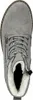 A top-down view of a gray boot with white fur lining and gray laces. Anteprima dell’immagine prodotto