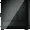 A black computer case with a tinted glass side panel. Produktbild-Vorschau
