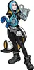 A stylized illustration of the character Maya from the video game Borderlands 3, holding a weapon. Produktbild-Vorschau