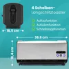 A marketing image showing a toaster with dimensions and feature callouts. Produktbild-Vorschau