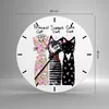 Wanduhr - Rund - Glasuhr - Katzen Blumen Tiere - 40x40cm - Produktbild-Vorschau 3