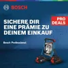 A promotional image for Bosch Professional tools, featuring a work light and batteries, with marketing text. Náhľad obrázku produktu
