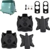 A collection of parts for an air pump repair kit, including the main pump unit and various black plastic components. Voir les images du produit