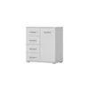 A white dresser with four drawers on the left and a cabinet door on the right, shown against a white background. Produktbild-Vorschau