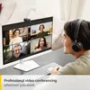 A person is using a webcam for a video conference with multiple participants displayed on the screen. Produktbild-Vorschau