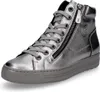 A single silver high-top sneaker with gray laces and a gray sole, shown from a side-front angle against a white background. Anteprima dell’immagine prodotto