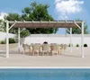 An outdoor dining set under a pergola next to a swimming pool. Podgląd zdjęcia produktu
