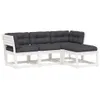 4-tlg. Garten-Lounge-Set mit Kissen Weiß Massivholz Kiefer Produktbild-Vorschau 1