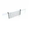 A black metal drying rack is attached to a white railing, likely on a balcony. Náhľad obrázku produktu
