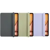 Three tablet cases in different colors are displayed side-by-side, each partially open to reveal a tablet screen. Náhled obrázku produktu