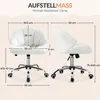Collage of a white office chair with dimensions shown. Produktbild-Vorschau