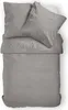 A top-down view of a gray duvet cover and two pillowcases laid out on a white surface. Produktbild-Vorschau