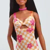 Barbie Fashionista Puppe im pink-orangenen Karokleid Produktbild-Vorschau 4